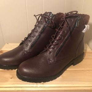 Red Oxblood Combat Boots Size 10